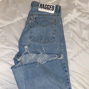 Princess Polly RAGGED butt ripped high waisted mom jeans